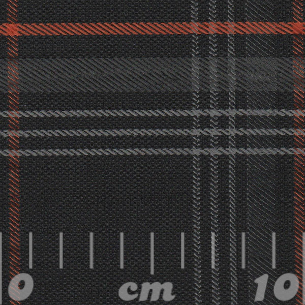 VW Tartan Seat Cloth - Black/Grey/Orange