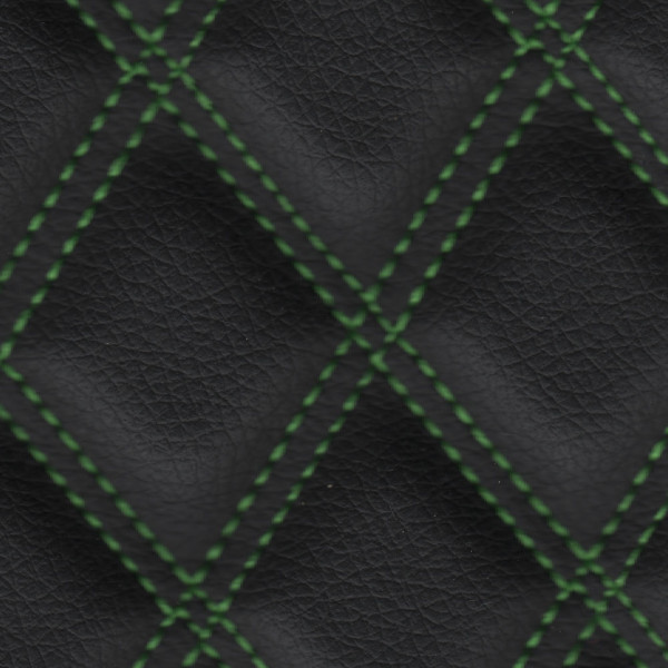 Stitch Quilted Vinyl - Double Diamond (Green on Black)