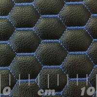 Stitch Quilted Vinyl - Hexabubble (Blue on Black)