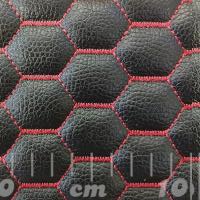 Stitch Quilted Vinyl - Hexabubble (Red on Black)