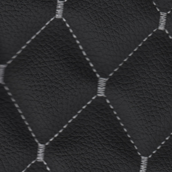 Stitch Quilted Vinyl - Single Diamond (Grey on Black)